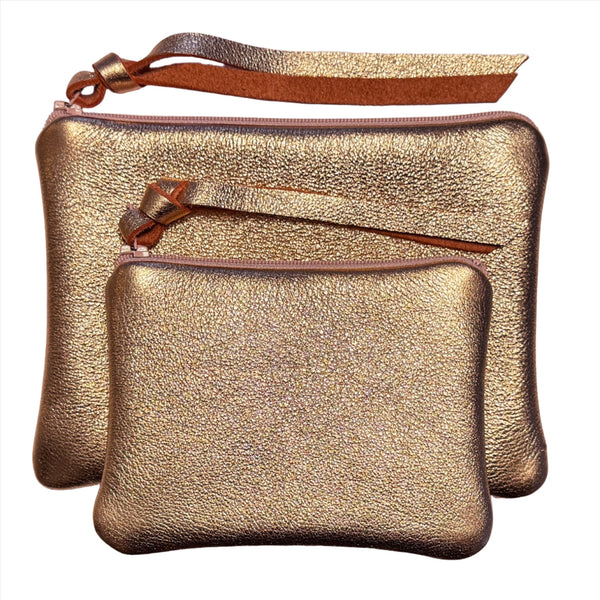 Rose Gold Leather Makeup Bags