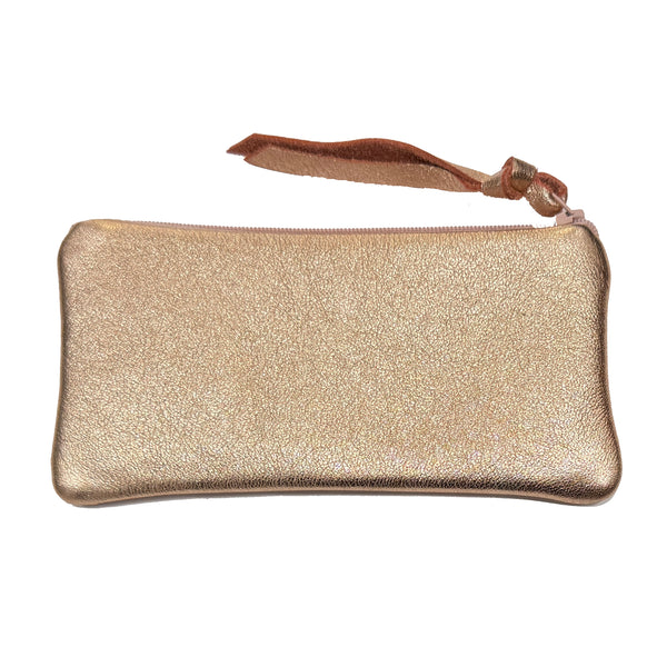 Rose Gold Leather Makeup Bag